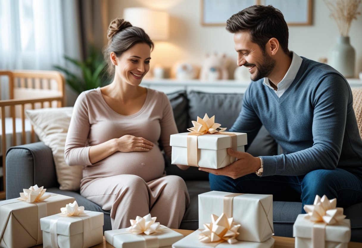 Sure, the translation of the text into Danish without any signs is: Good gift ideas for parents and maternity gift for mom ideas